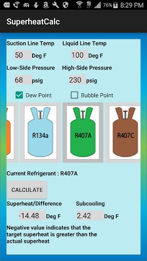 HVAC Superheat Calculator Screenshot4