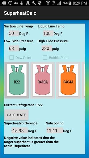 HVAC Superheat Calculator Screenshot3