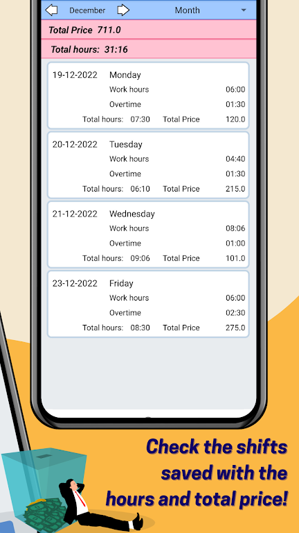 Payment work hours calculator Screenshot1