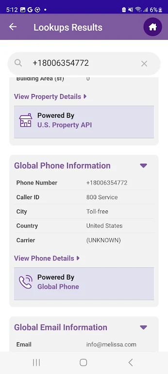 Melissa Lookups Screenshot4