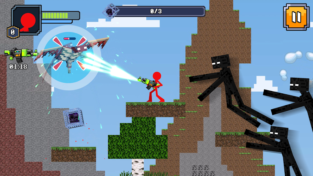 Red Stickman in Craft World Mod Screenshot1