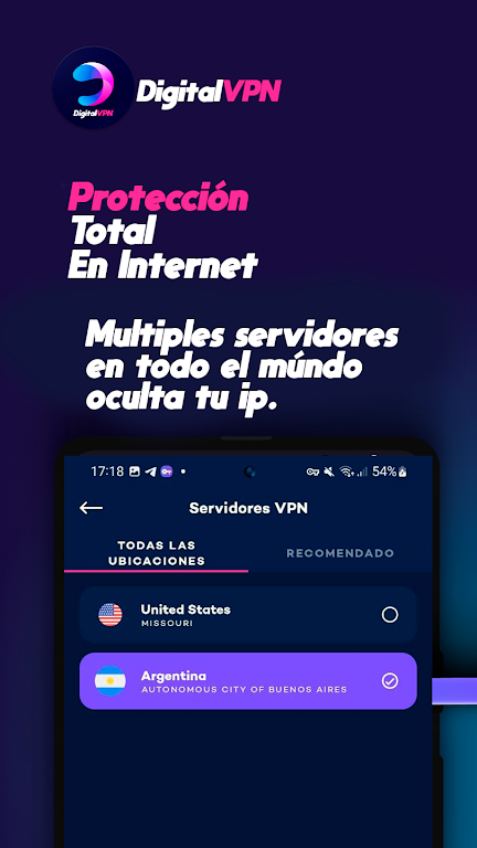 DigitalVPN: Proxy limitado VPN Screenshot1