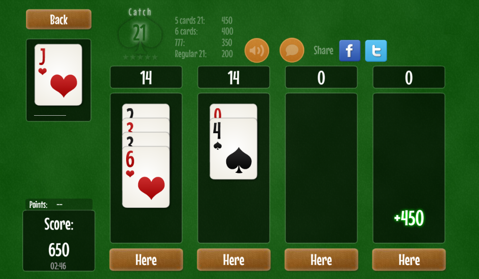 Catch 21 Blackjack Solitaire Screenshot2