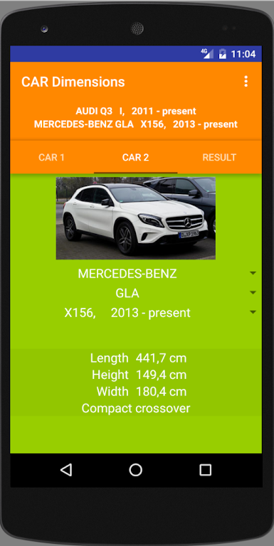 Car size comparison tool Screenshot2