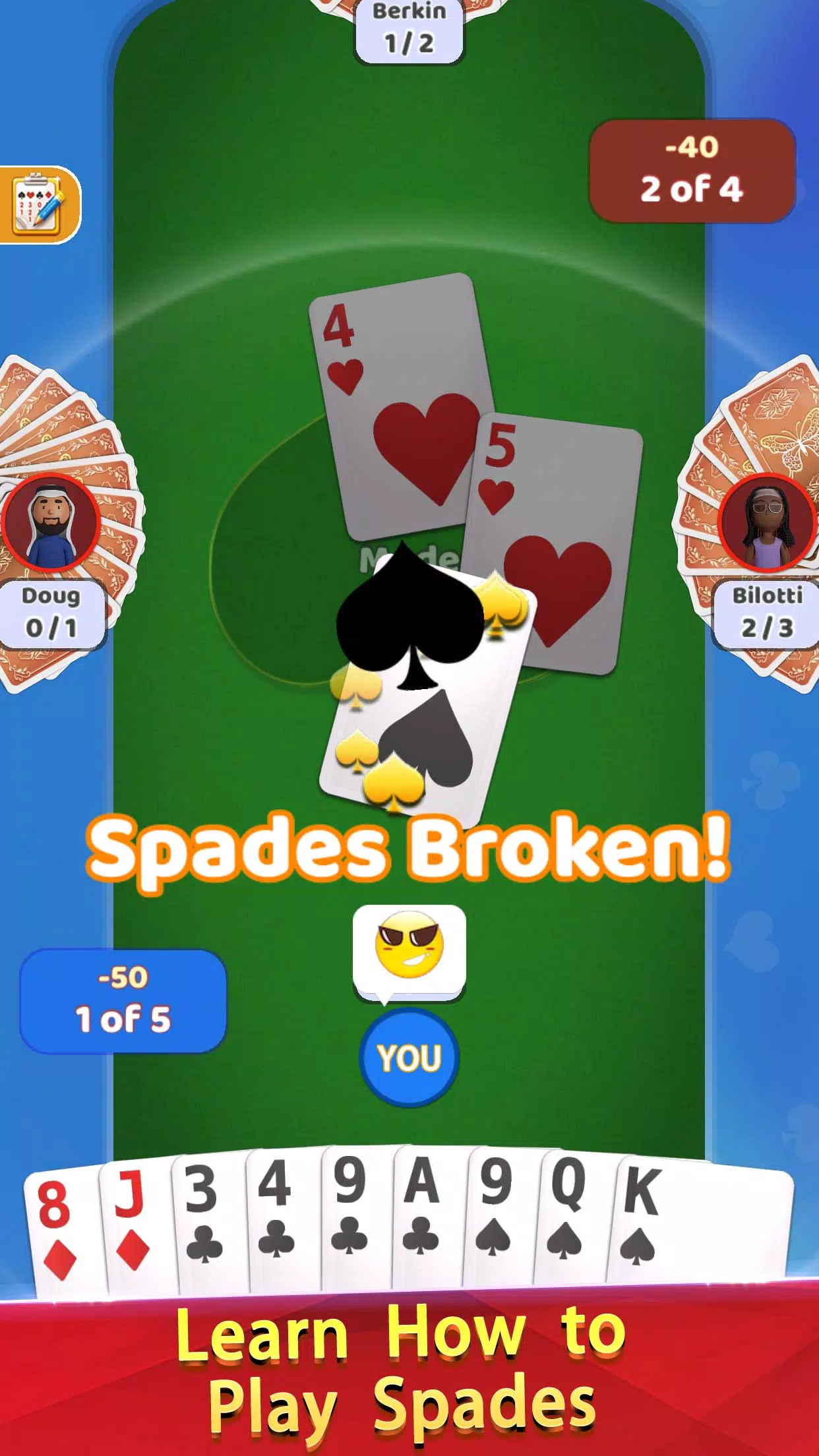 Spades Offline - Card Game Mod Screenshot3