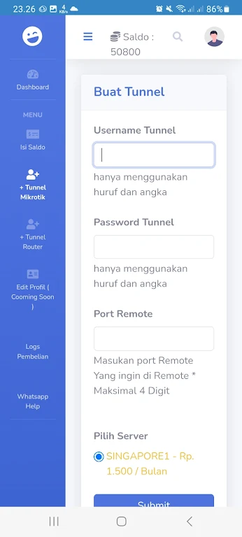 Tunnelku VPN Remote Mikrotik Screenshot2