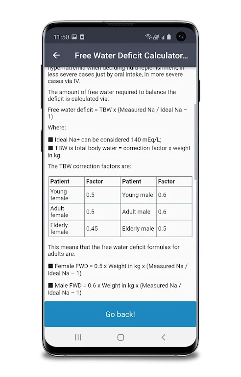 Free Water Deficit Calculator Screenshot4