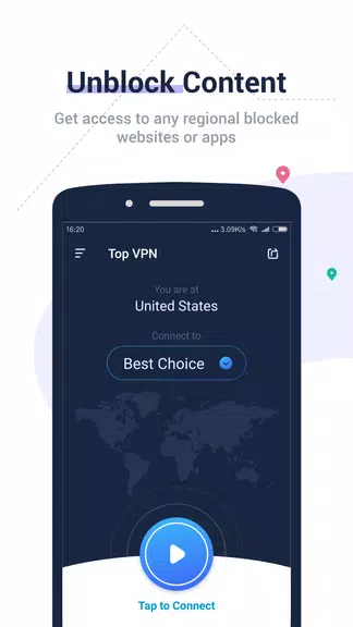 Top VPN - Secure, Private, Free Internet Unlimited Screenshot1