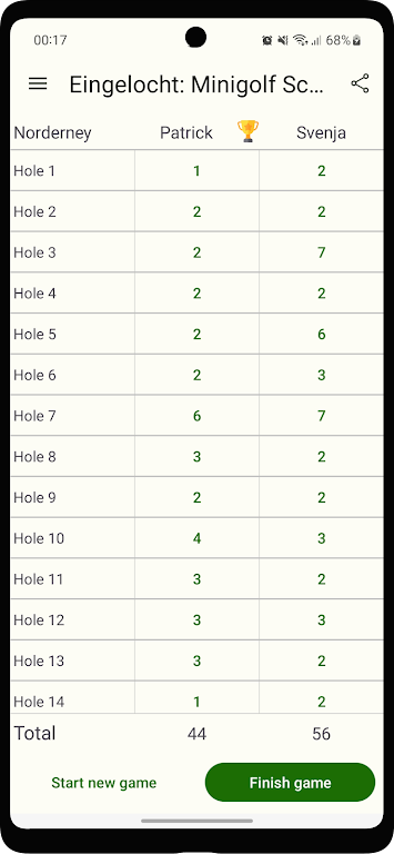 Eingelocht: Minigolf Scorecard Screenshot1