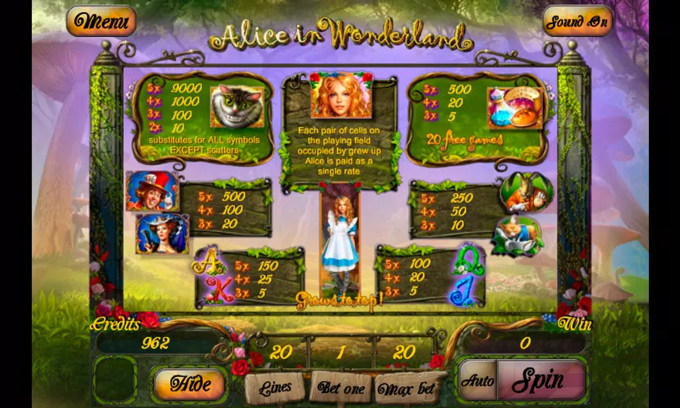 Alice In Wonderland Slot Screenshot3