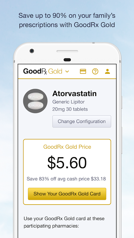 GoodRx Gold - Pharmacy Discount Card Screenshot1