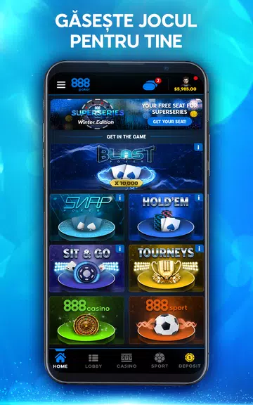 888 Poker - Texas Holdem și poker pe bani reali Screenshot2