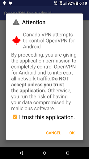 Canada VPN -Plugin for OpenVPN Screenshot3