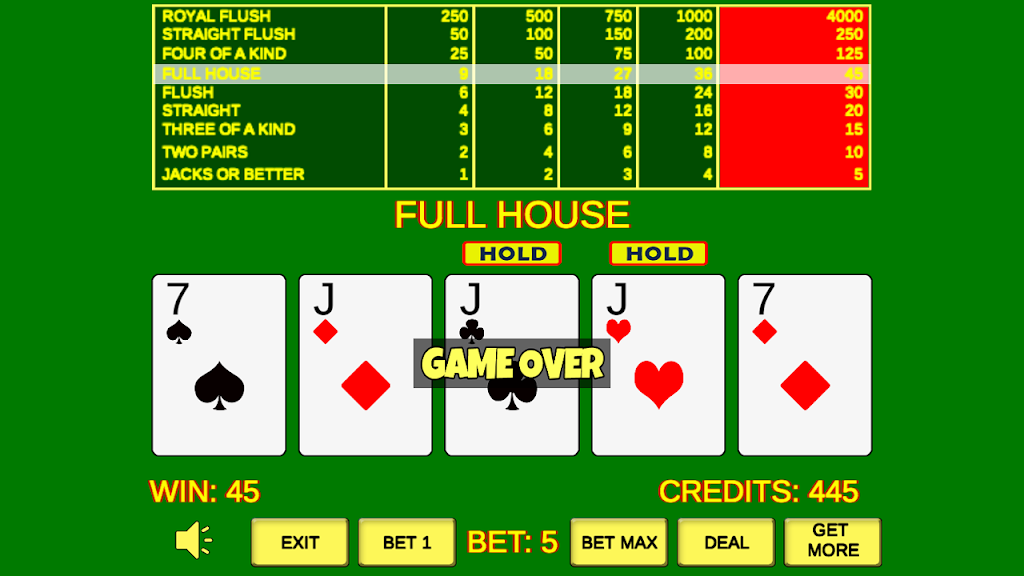 Video Poker Jacks Or Better Screenshot1