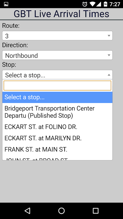 Bridgeport GBT Bus Tracker Screenshot3