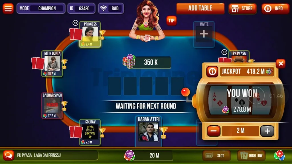 Triple One Poker & Teen Patti (3 Patti, Teenpatti) Screenshot3