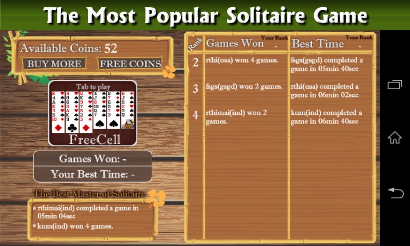 Freecell Patience Solitaire Screenshot1