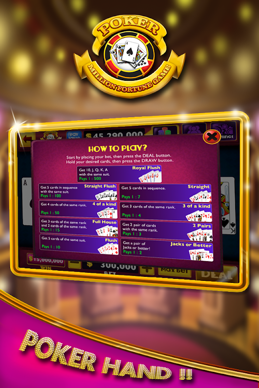 Video Poker : Million Fortune Screenshot4