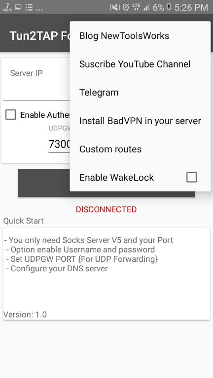 Tun2TAP Socks/HTTP to VPN Screenshot4