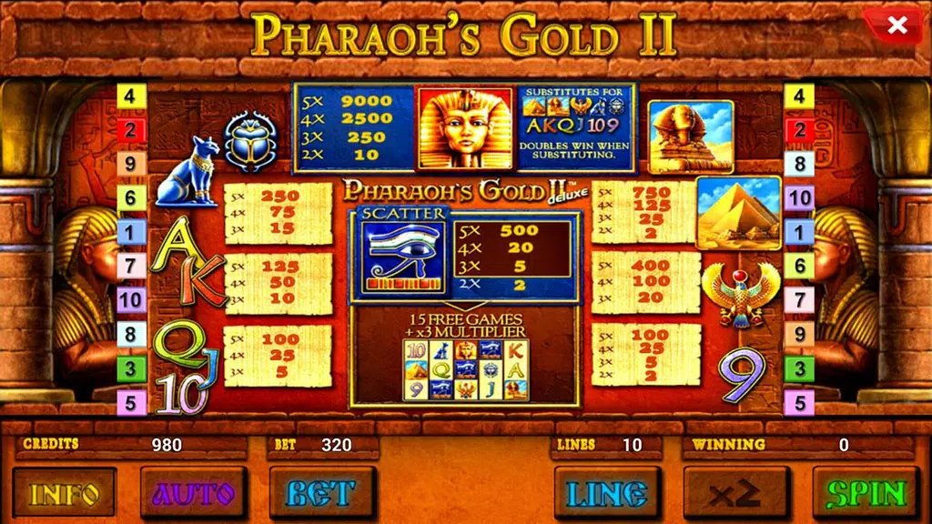 Pharaoh's Gold II Deluxe slot Screenshot2