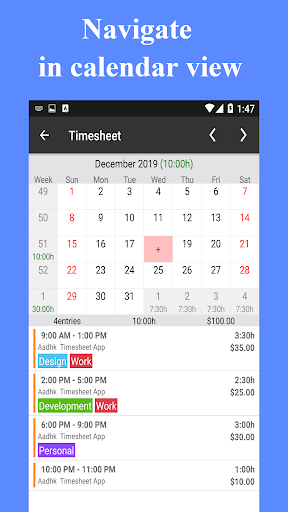 Timesheet – Work Hours Tracker Screenshot2