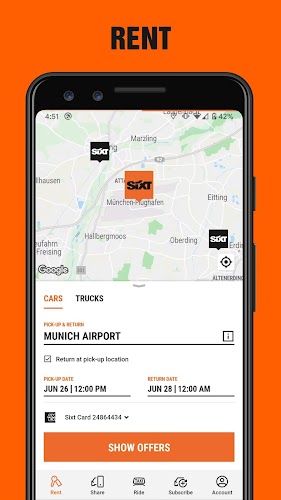 SIXT rent. share. ride. plus. Screenshot2