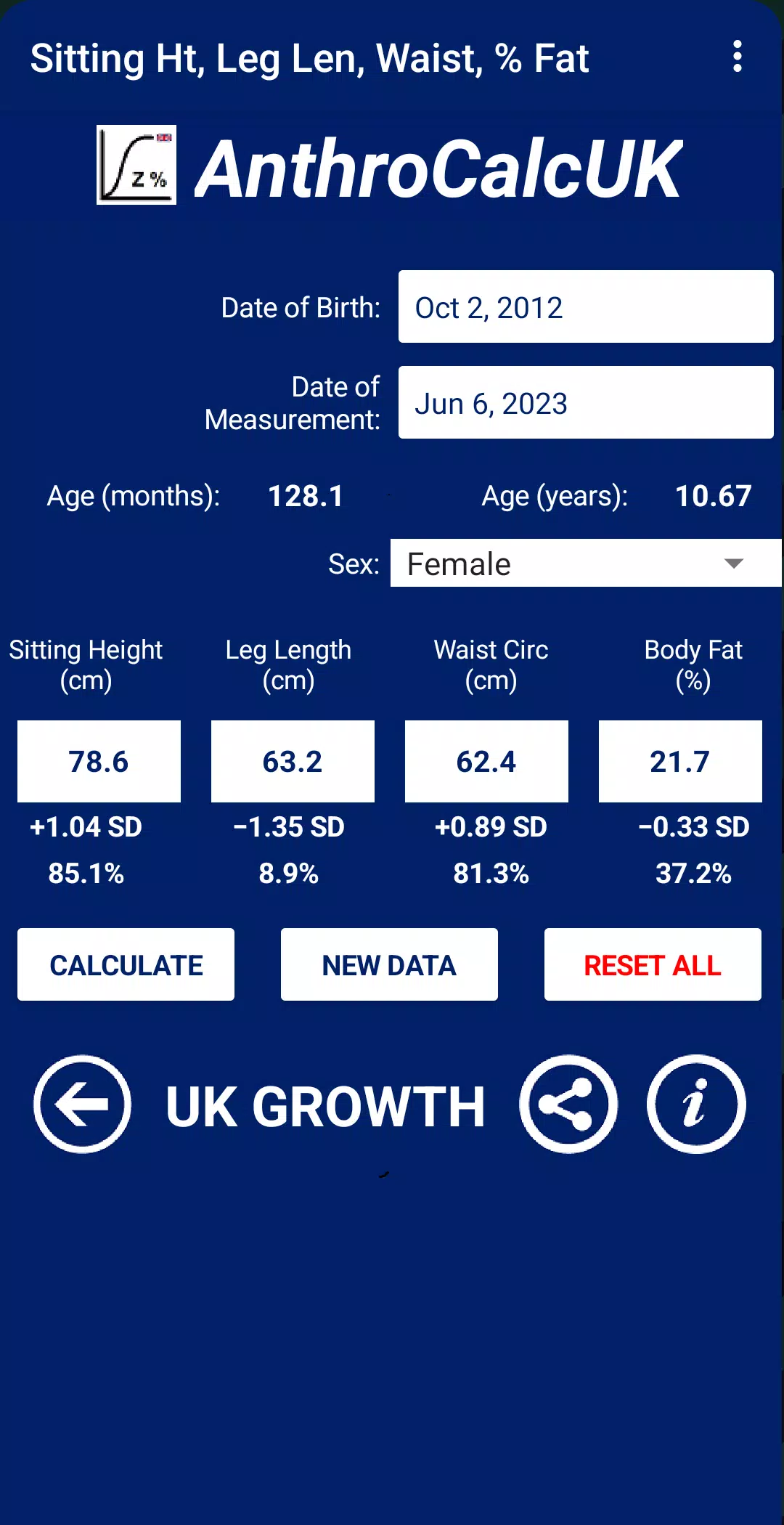 AnthroCalcUK Screenshot3