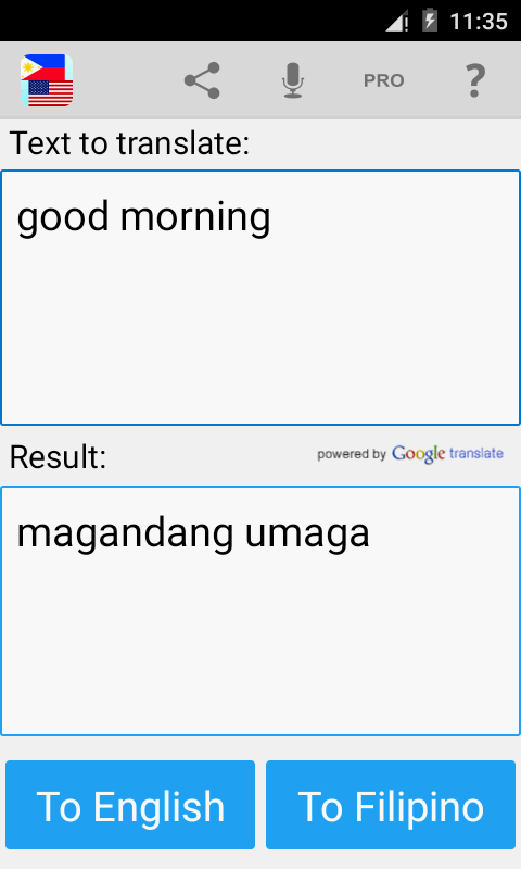 Filipino English Translator Screenshot1