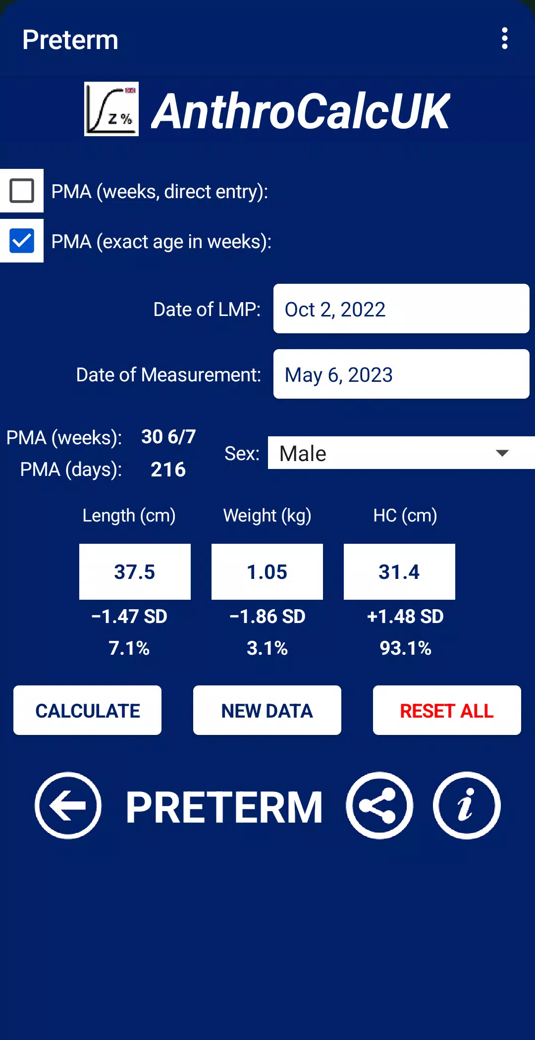 AnthroCalcUK Screenshot5