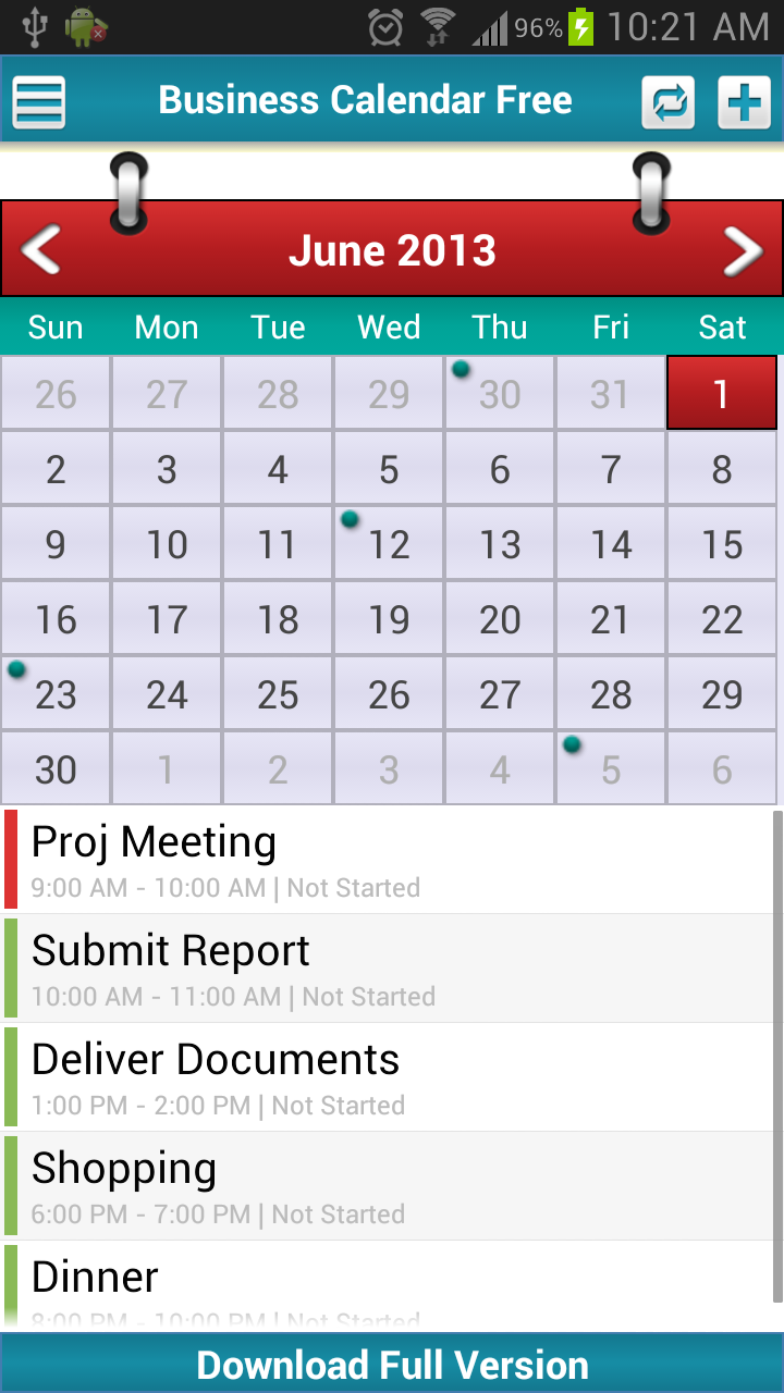 Business Calendar Screenshot1