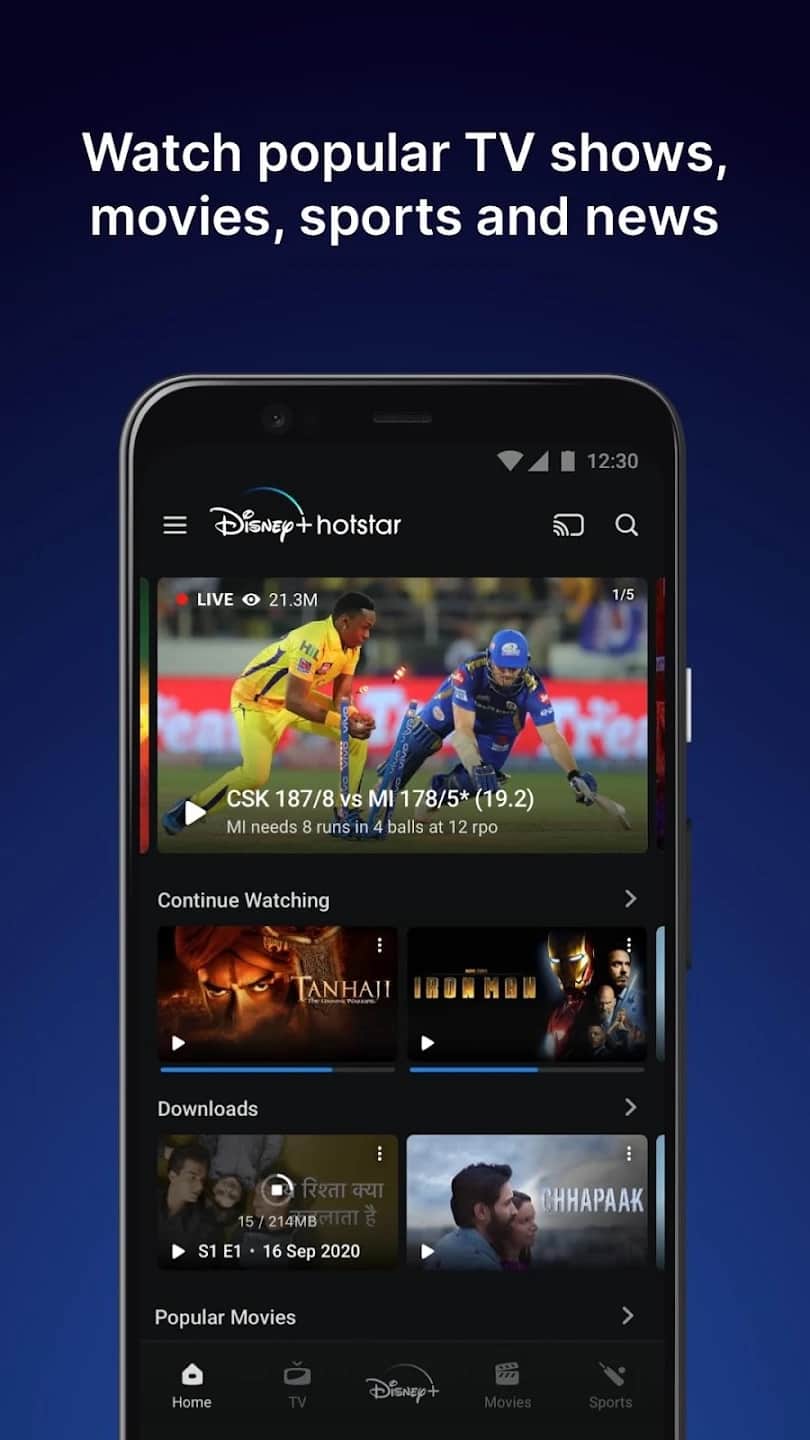 Hotstar TV Movies Live Cricket Screenshot1