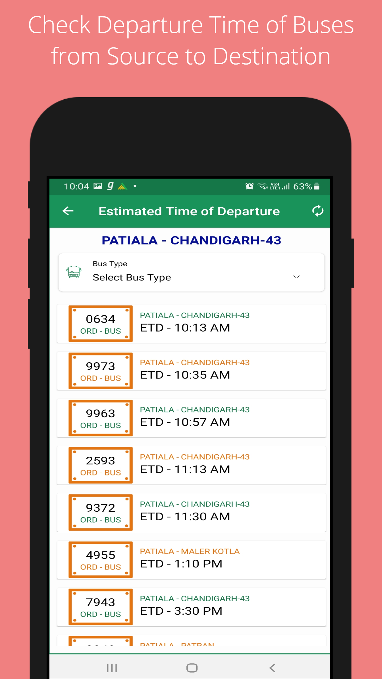 PRTC Bus Time Table Screenshot4
