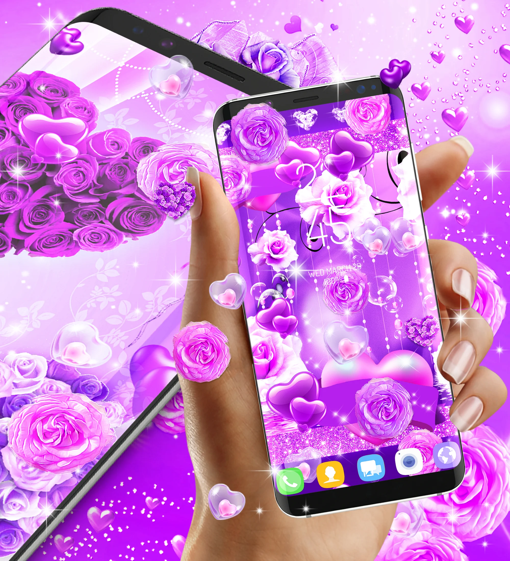 Purple rose live wallpaper Screenshot2