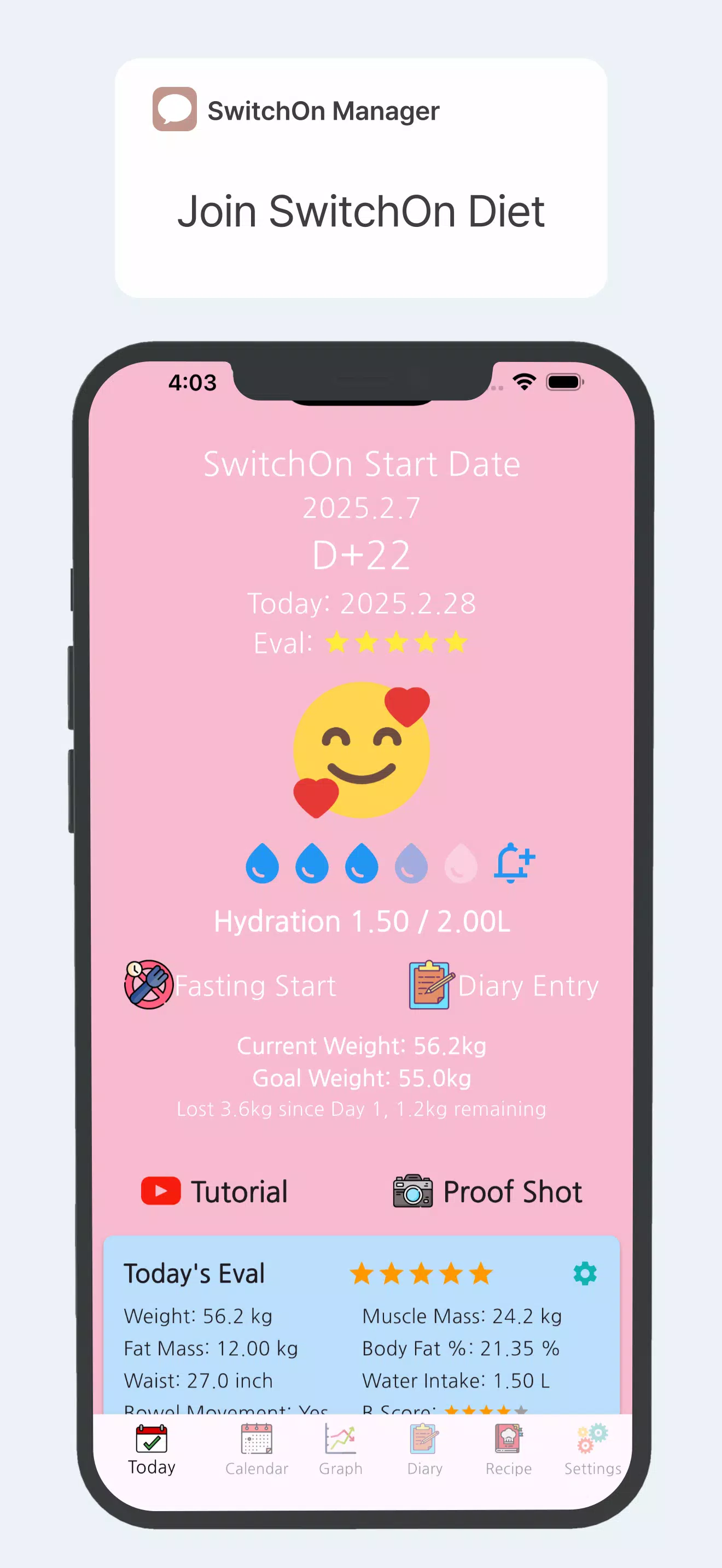 SwitchOn Manager - Diet App Screenshot1