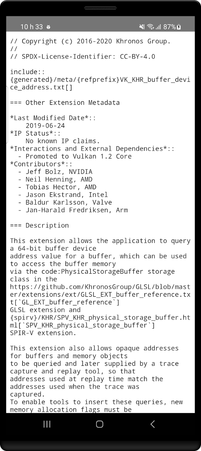 GLview Extensions Viewer Screenshot3