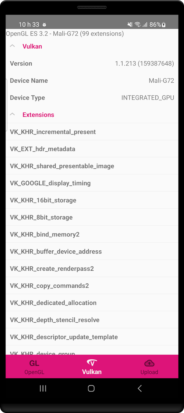 GLview Extensions Viewer Screenshot1